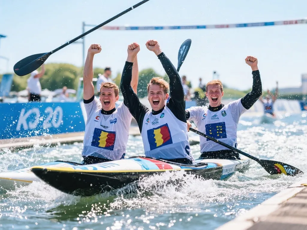 欧洲队伍皮划艇夺冠瞬间