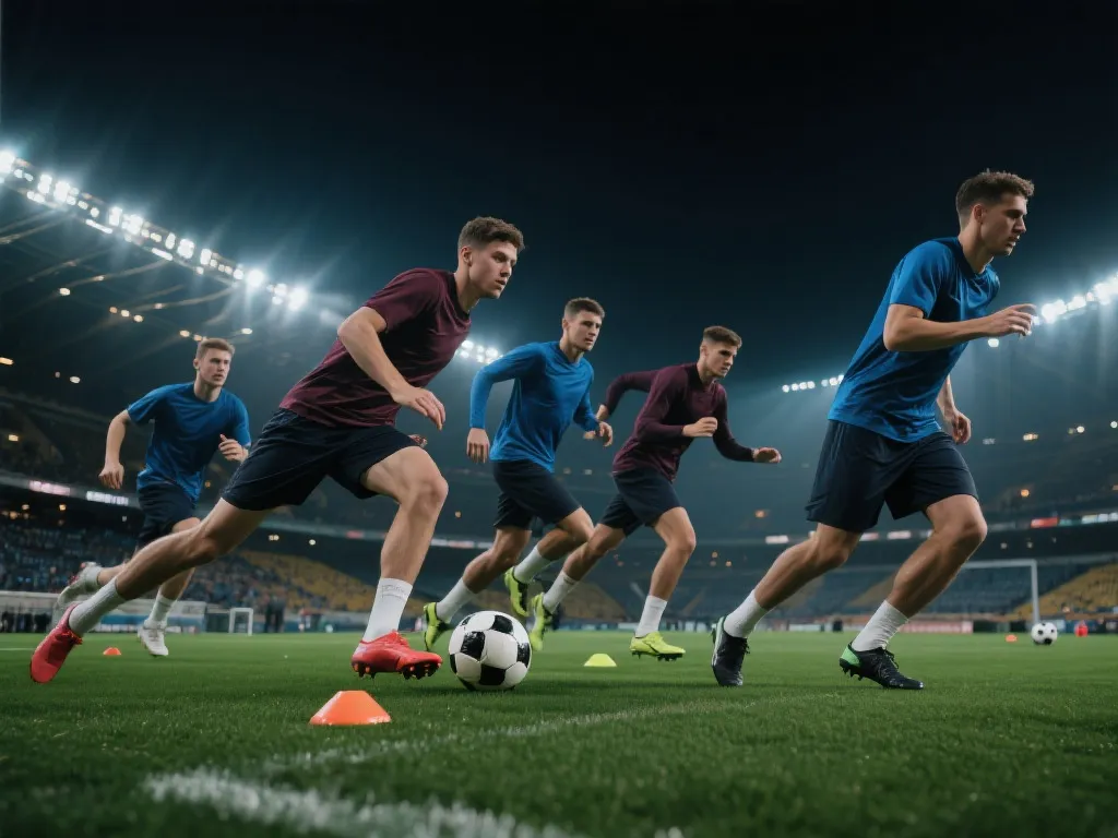 欧洲足球球员训练场景